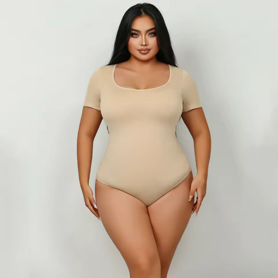 Seamless Shapewear square Neck Short Sleeve Corset Waist and Hip Lift