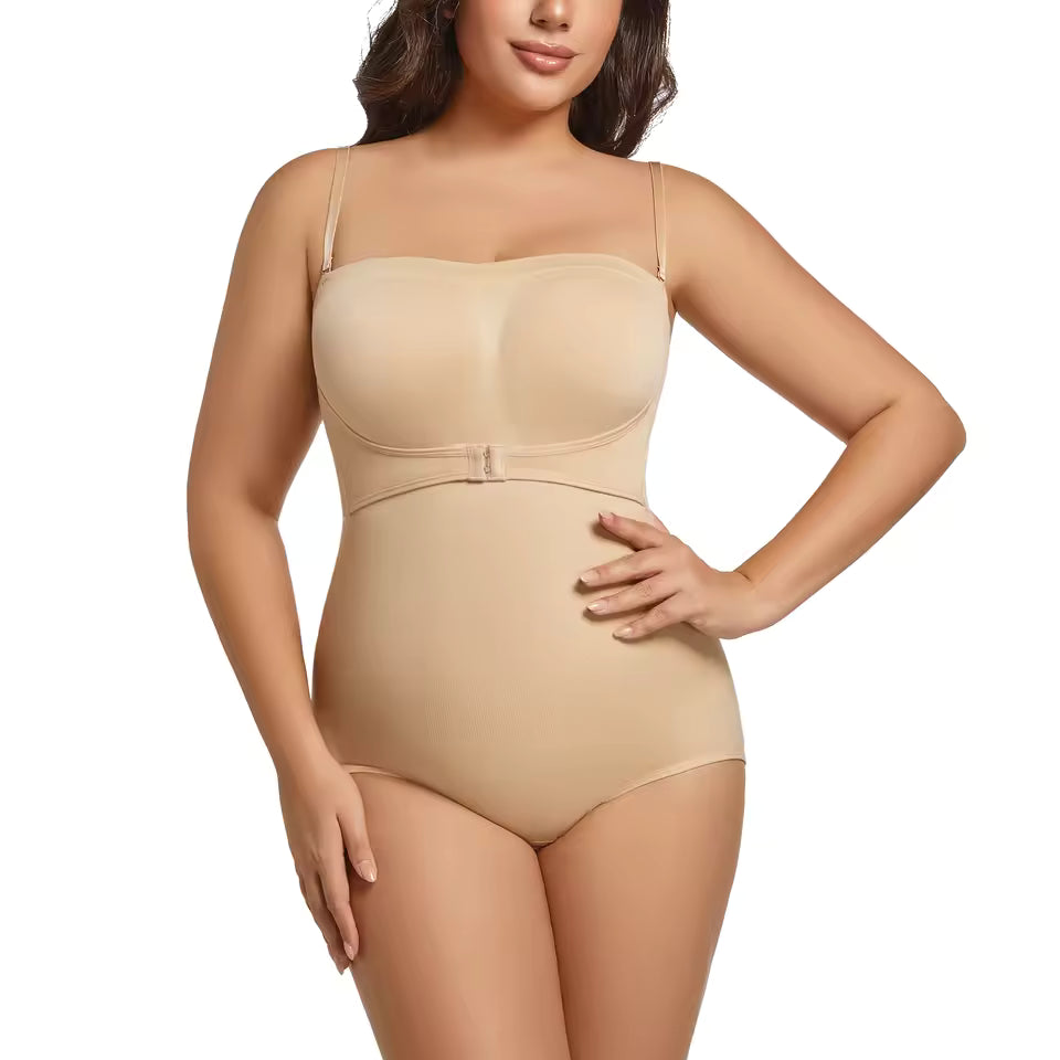 Plus Size Corset Seamless Jumpsuit Removable Strap Shapewear Tummy Control