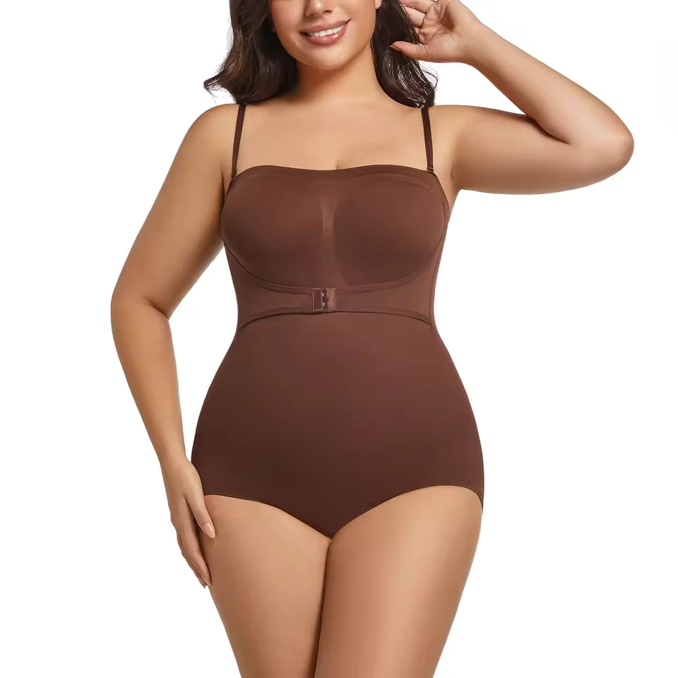 Plus Size Corset Seamless Jumpsuit Removable Strap Shapewear Tummy Control