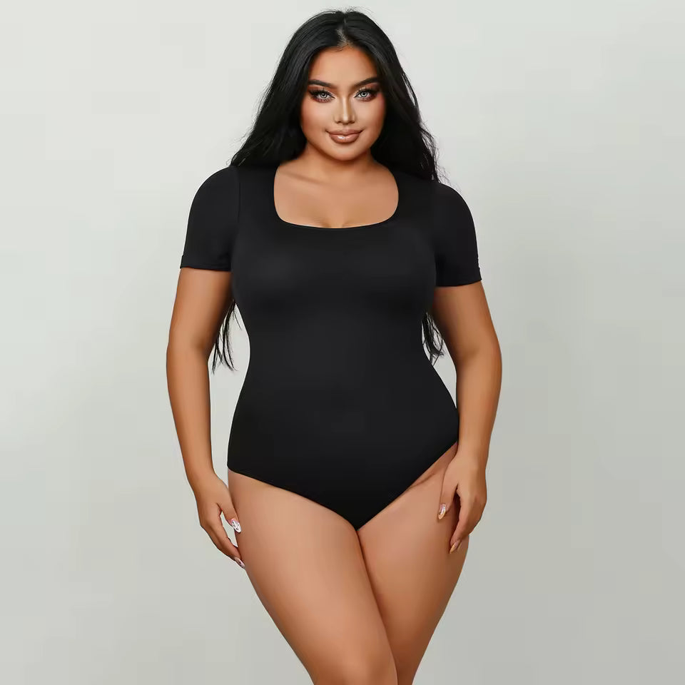 Seamless Shapewear square Neck Short Sleeve Corset Waist and Hip Lift